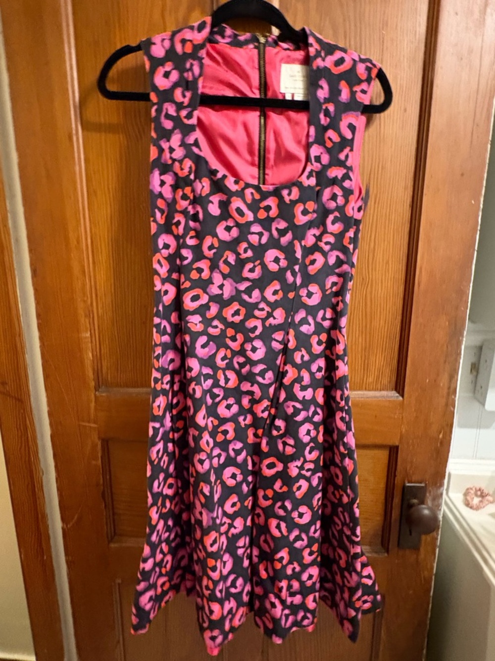 kate spade Pink and Black Leopard Print Sleeveless Dress